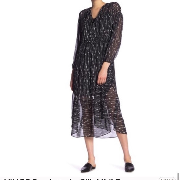Vince Dresses & Skirts - VINCE Brushstroke Silk Midi Dress size M